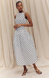 Vestido Longo com Estampa Poá - Madame