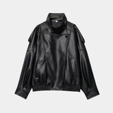 Jaqueta Feminina de Couro Premium Oversized Gola Alta – Bruges