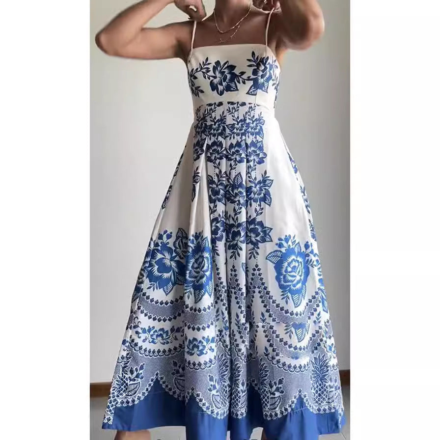 Vestido Longo Cropped Estampado - Grécia