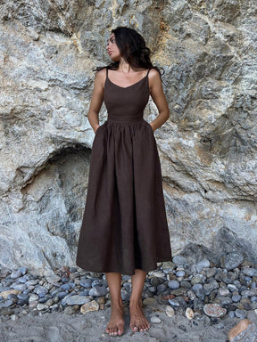 Vestido Longo de Algodão com Alças