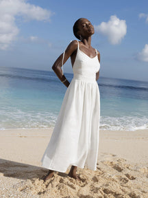 Vestido Longo de Algodão com Alças