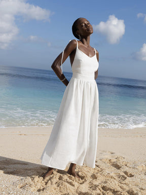 Vestido Longo de Algodão com Alças