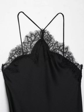 Vestido Curto Acetinado com Renda - Liora