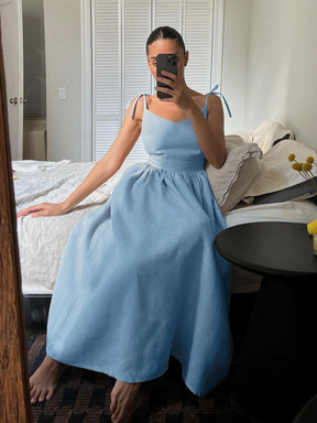Vestido Longo de Algodão com Alças
