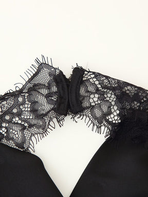 Top Halter Acetinado com Renda – Noire