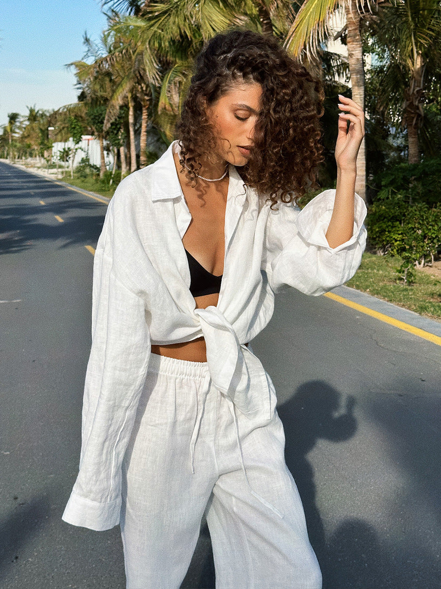 Conjunto de Camisa e Calça em Linho
