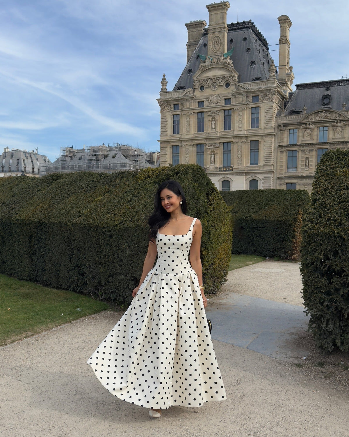 Vestido Longo com Estampa Poá - Brigitte