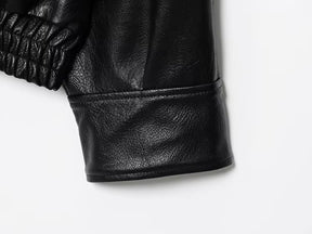 Jaqueta Feminina de Couro Legítimo Oversized Gola Alta – Bruges