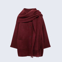 Casaco Oversized em Lã Batida com Gola Cowl