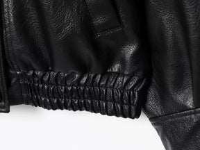 Jaqueta Feminina de Couro Legítimo Oversized Gola Alta – Bruges