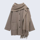 Casaco Oversized em Lã Batida com Gola Cowl