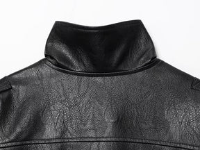 Jaqueta Feminina de Couro Legítimo Oversized Gola Alta – Bruges