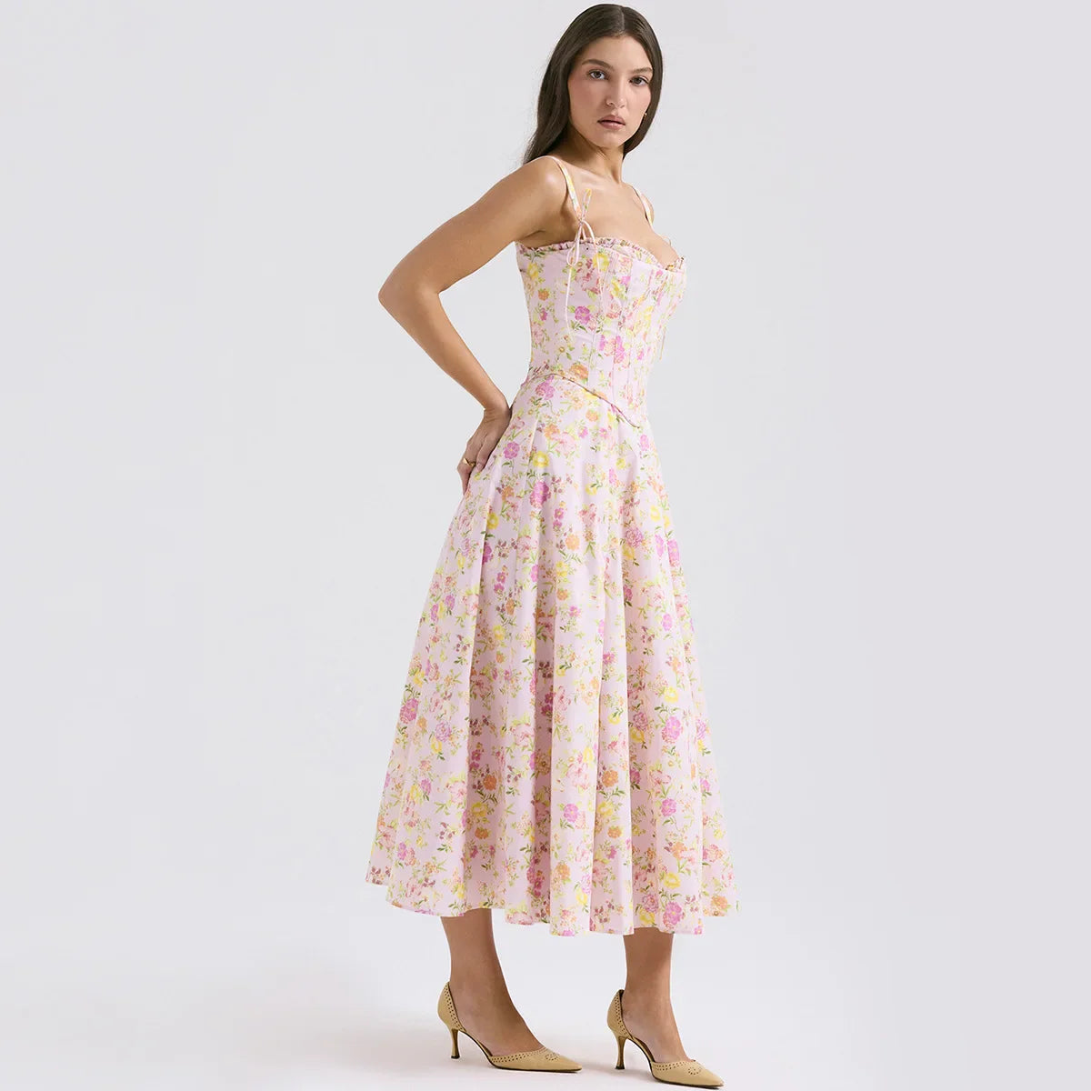 Vestido Midi Floral com Fenda Lateral - Roberta