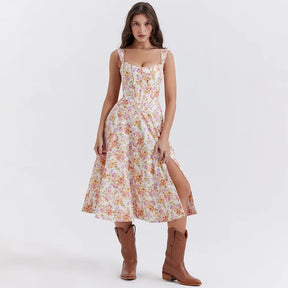 Vestido Midi Estruturado com Fenda Lateral - Lia