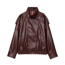 Jaqueta Feminina de Couro Premium Oversized Gola Alta – Bruges