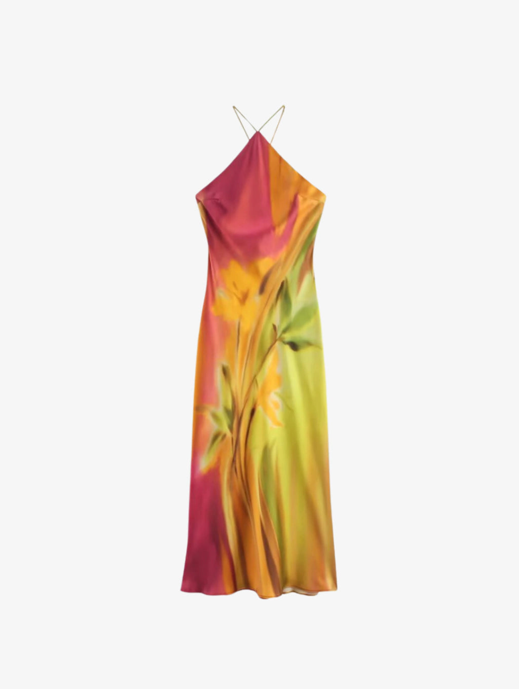 Vestido Acetinado Estampado - Flora