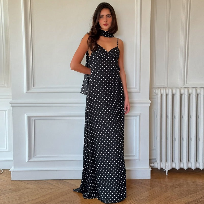 Vestido Longo com Estampa Poá - Lunaire