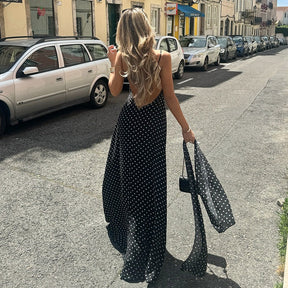 Vestido Longo com Estampa Poá - Lunaire