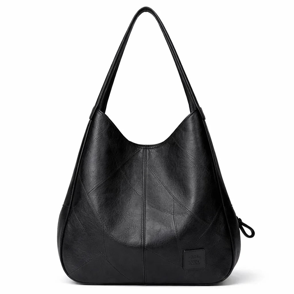 Bolsa Feminina de Couro Premium Hobo com Textura Patchwork – Bordeaux