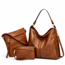 Kit de Bolsas Femininas de Couro Premium 3 em 1 com Hobo, Crossbody e Clutch – Corsica