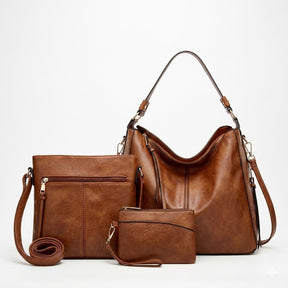 Kit de Bolsas Femininas de Couro Premium 3 em 1 com Hobo, Crossbody e Clutch – Corsica