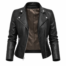 Jaqueta Feminina de Couro Premium Matelassê Estilo Biker – Verona