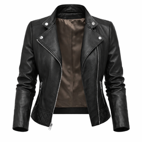 Jaqueta Feminina de Couro Premium Matelassê Estilo Biker – Verona
