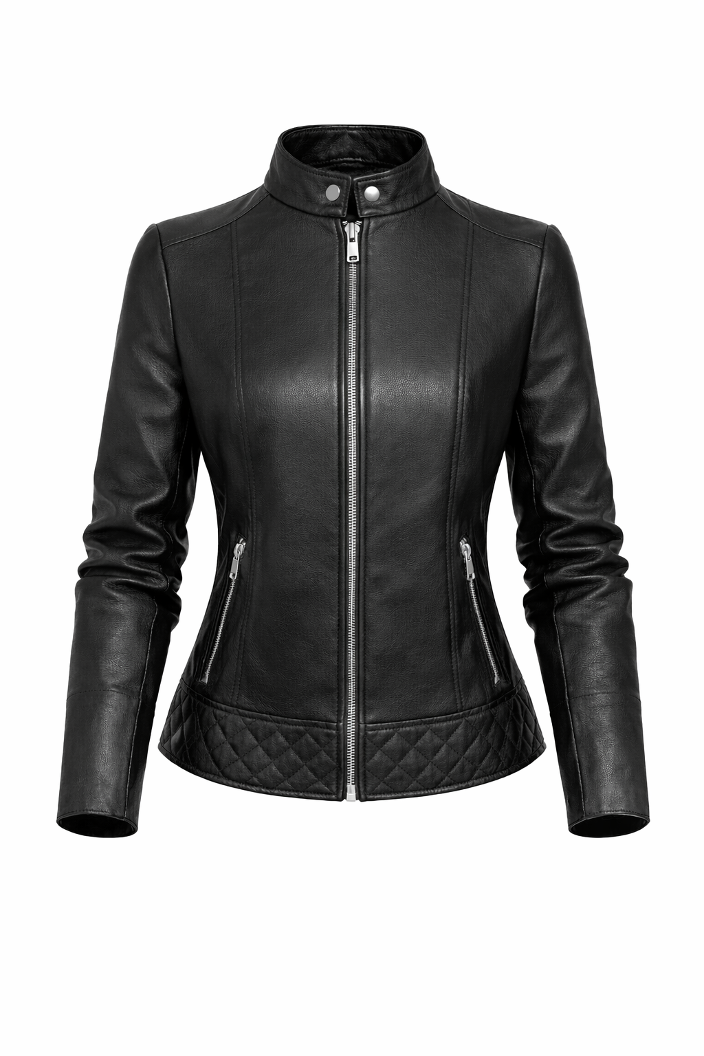 Jaqueta Feminina de Couro Premium Matelassê Estilo Biker – Verona