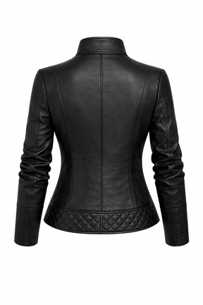 Jaqueta Feminina de Couro Premium Matelassê Estilo Biker – Verona