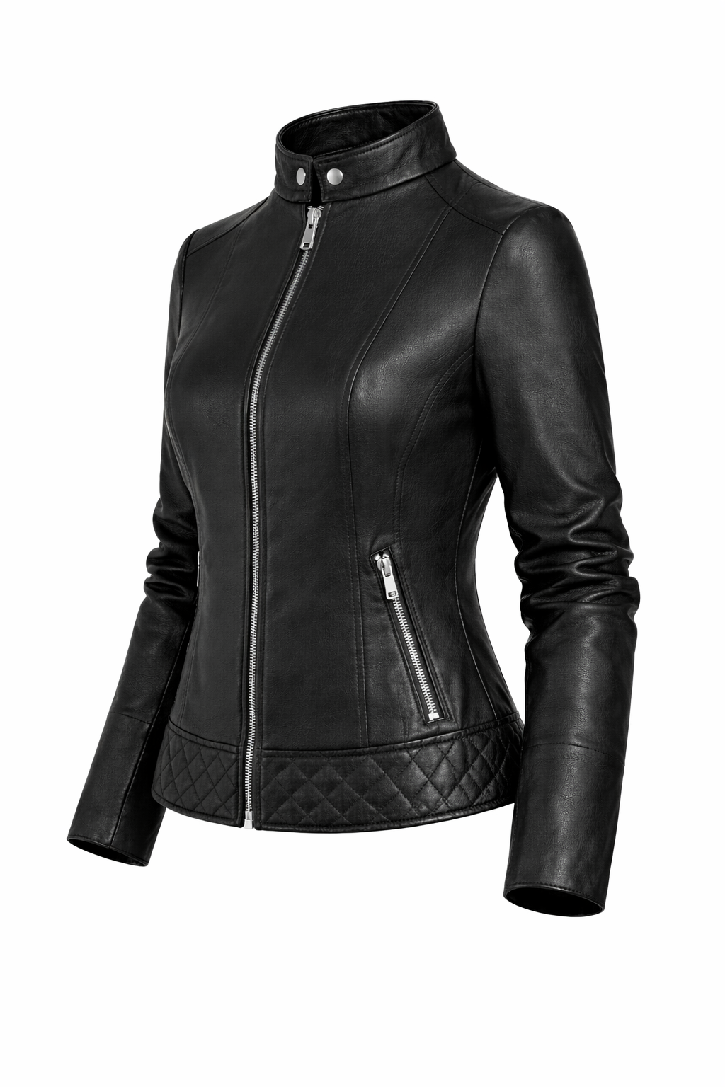 Jaqueta Feminina de Couro Premium Matelassê Estilo Biker – Verona