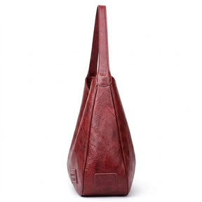 Bolsa Feminina de Couro Premium Hobo com Textura Patchwork – Bordeaux
