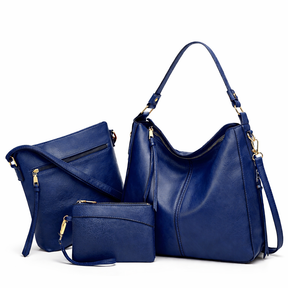 Kit de Bolsas Femininas de Couro Premium 3 em 1 com Hobo, Crossbody e Clutch – Corsica