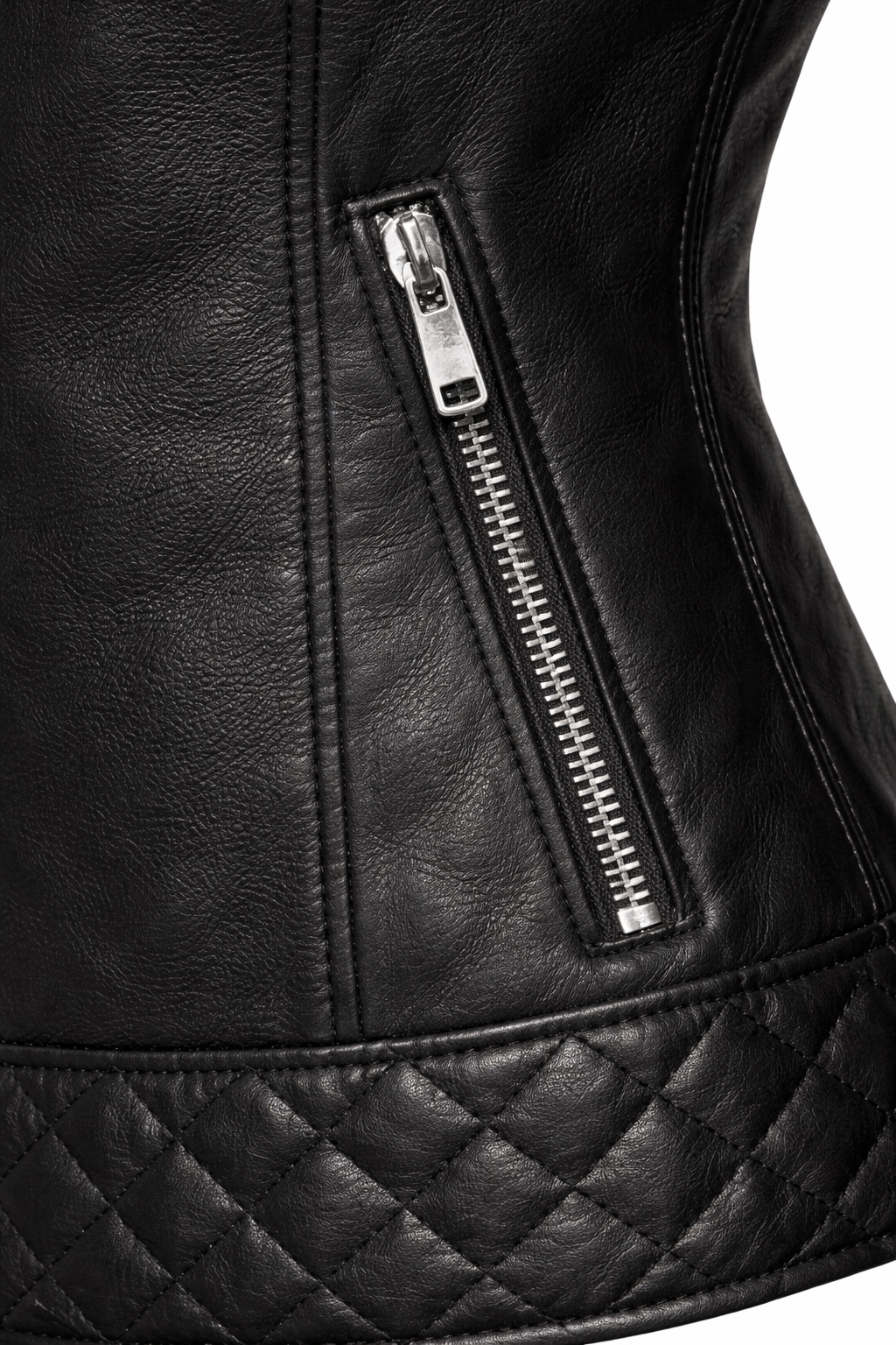 Jaqueta Feminina de Couro Premium Matelassê Estilo Biker – Verona