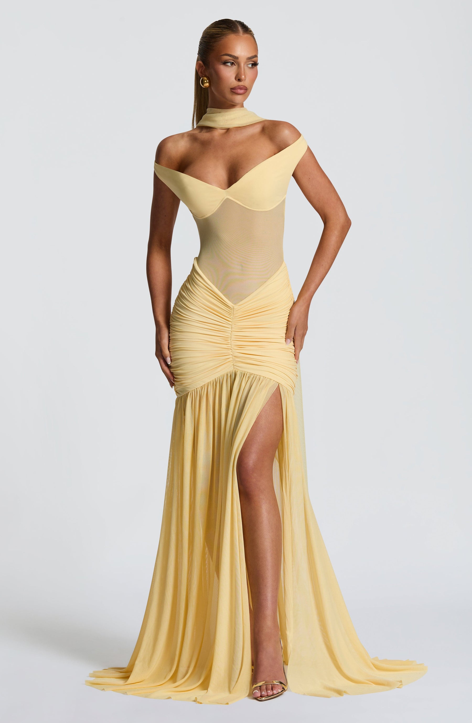 Vestido Longo em Tule Transparente - Alaia