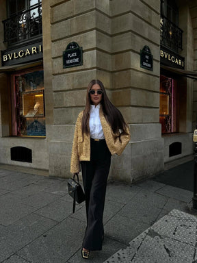 Jaqueta Cropped com Lantejoulas