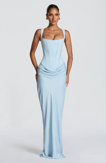 Vestido Feminino Longo com Corselet Estruturado e Decote Quadrado – Mia