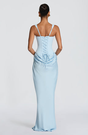 Vestido Feminino Longo com Corselet Estruturado e Decote Quadrado – Mia