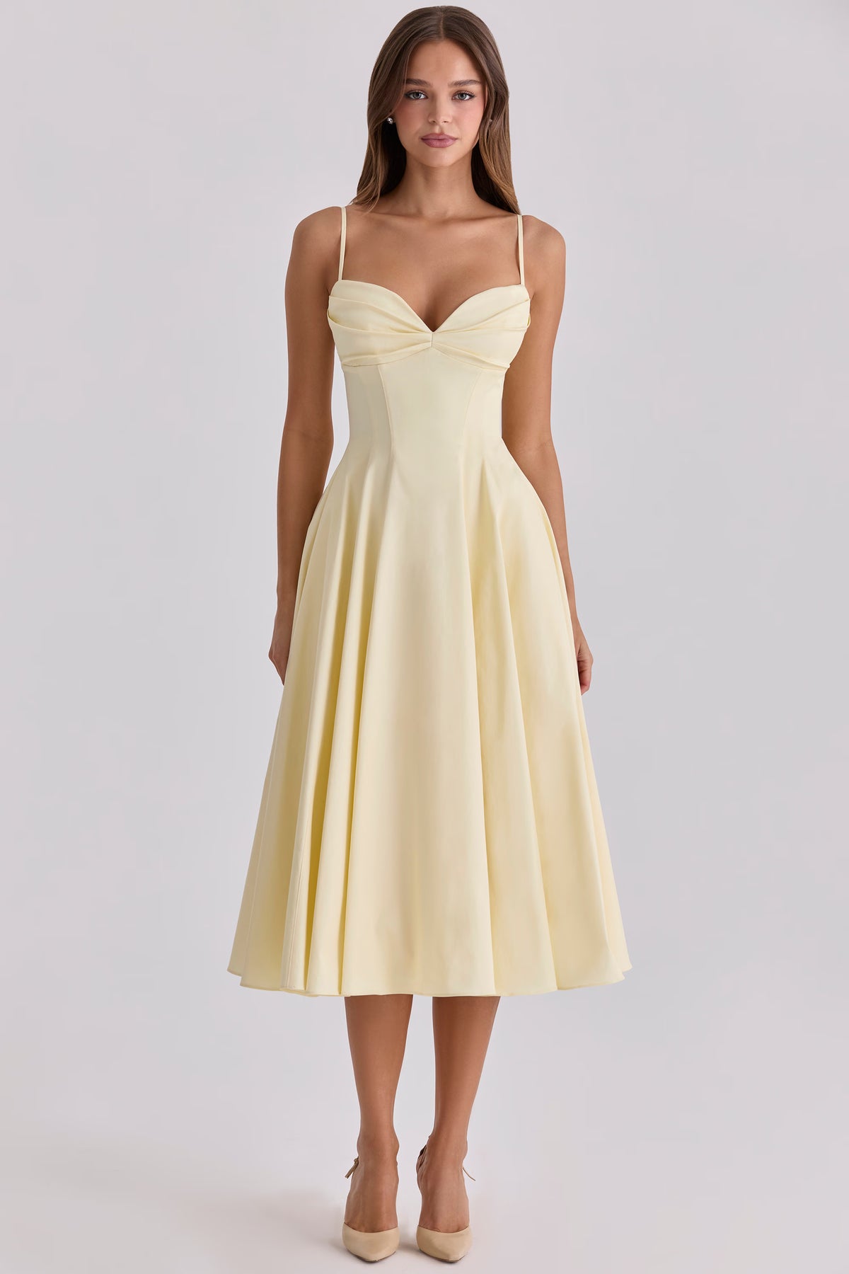 Vestido Midi Rodado Feminino Decote em Coração - Amalfi
