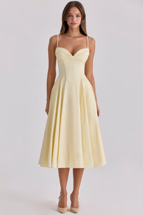 Vestido Midi Rodado Feminino Decote em Coração - Amalfi