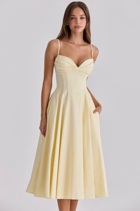 Vestido Midi Rodado Feminino Decote em Coração - Amalfi