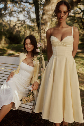 Vestido Midi Rodado Feminino Decote em Coração - Amalfi