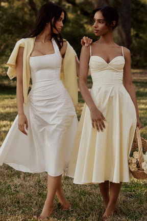 Vestido Midi Rodado Feminino Decote em Coração - Amalfi