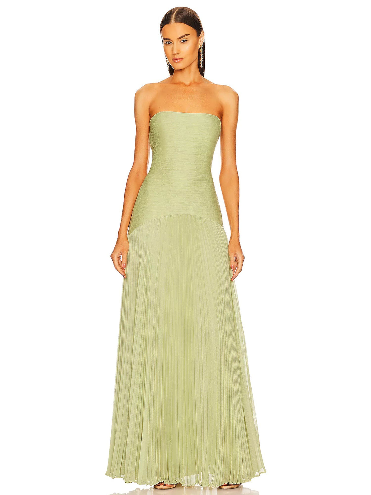 Vestido Feminino Longo Tomara que Caia Canelado Plissado – Provence