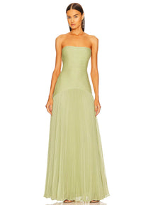 Vestido Feminino Longo Tomara que Caia Canelado Plissado – Provence