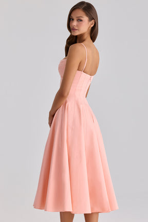 Vestido Midi Rodado Feminino Decote em Coração - Amalfi