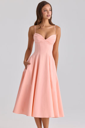 Vestido Midi Rodado Feminino Decote em Coração - Amalfi