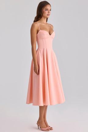 Vestido Midi Rodado Feminino Decote em Coração - Amalfi