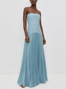 Vestido Feminino Longo Tomara que Caia Canelado Plissado – Provence