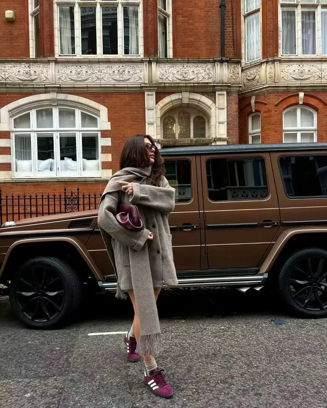 Casaco Oversized em Lã Batida com Gola Cowl