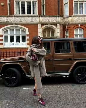 Casaco Oversized em Lã Batida com Gola Cowl